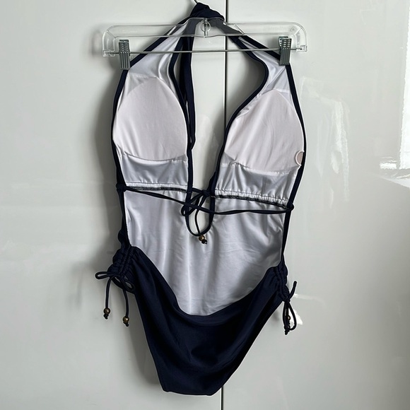 CUPSHE Navy Blue Halter One Piece Swimsuit, Size L - Picture 10 of 15